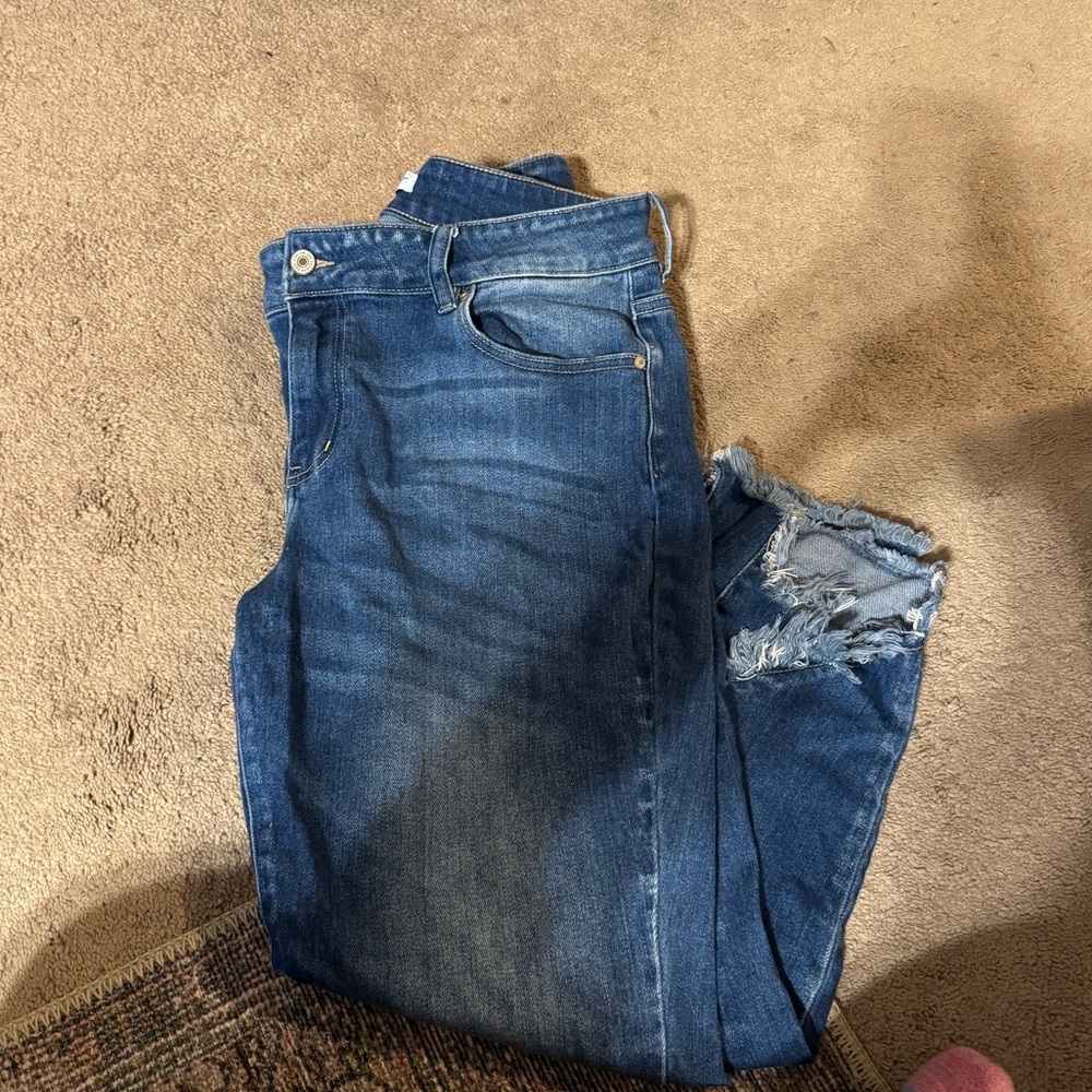Blue skinny jeans with cute frill on the ends
